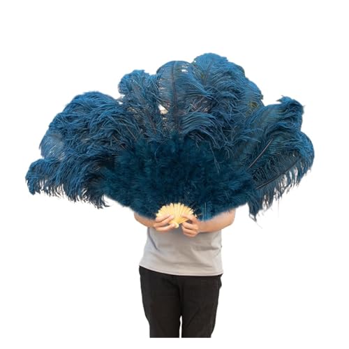 JTKSSCS Feder Tanzfächer 13 Knochen Straußenfedern Fan Karneval Party Hochzeit Feier Bauchtanz Show DIY Dekoration Mint Grün Plumes Fan(Blue,1PC) von JTKSSCS