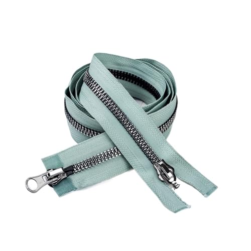 JTKSSCS Reißverschluss Doppelschieber mit offenem Ende, Zwei-Wege-Reißverschluss for Tasche, Jacke, Kleidung, Heimwerken, dekoratives Nähen, Reparaturzubehör(LightGreen,120cm-5Pcs) von JTKSSCS