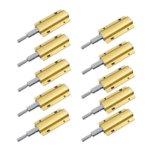 JTKSSCS Türschnapper 10 Stück Push-to-Open-Touch-Dämpferpuffer-Türstopper, magnetische Schranktürverschlüsse, einstellbar, sichere Installation, Möbelbeschläge(Gold) von JTKSSCS