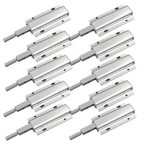 JTKSSCS Türschnapper 10 Stück Push-to-Open-Touch-Dämpferpuffer-Türstopper, magnetische Schranktürverschlüsse, einstellbar, sichere Installation, Möbelbeschläge(Silver) von JTKSSCS