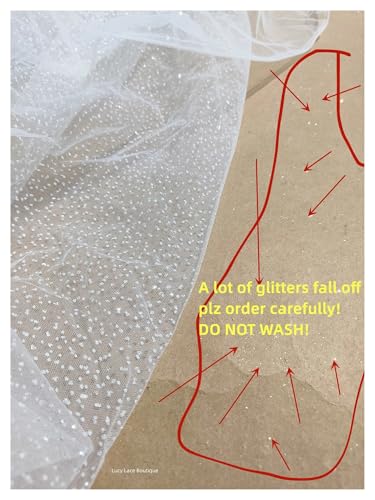 Spitzenstoff 145CM Breite Silberne Punkte Glitter Sparkly Hochzeit Spitze Off White Tüll Schimmer Spitze Net Stoffe DIY Decor Spitze(2 meter) von JTKSSCS