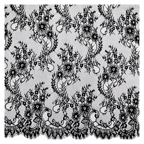 Spitzenstoff 3,0 m lange Wimpernspitze, traditioneller Spitzenstoff for Hochzeiten, weiß, elfenbeinfarben, DIY-Material for Nähen(Black) von JTKSSCS