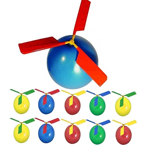 10 Stück Ballonhubschrauber, Fliegendes Spielzeug mit Propeller, Kinderspiele, Partygeschenk, Kunststoff, Zufällige Farben (Orange) von JTLB