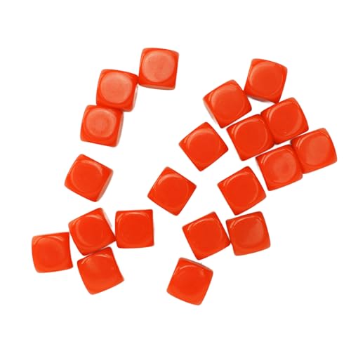 20 Stück Würfel, Runde Ecken, Blanko, Kunststoff, 16 Mm, Lehrspielzeug, Würfel für Brettspiele, Partys (Orange) von JTLB