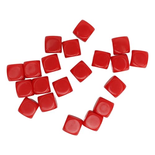 20 Stück Würfel, Runde Ecken, Blanko, Kunststoff, 16 Mm, Lehrspielzeug, Würfel für Brettspiele, Partys (Rot) von JTLB
