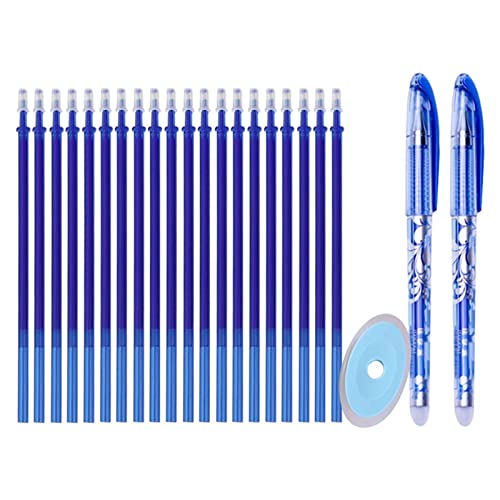 23-teiliges Radierbares Stiftset, 0,5-mm-Spitze, Waschbarer Griff, Leichtgängig, Bequem, 2 Stifte, 1 Radiergummi und 20 Blaue Ersatzminen von JTLB