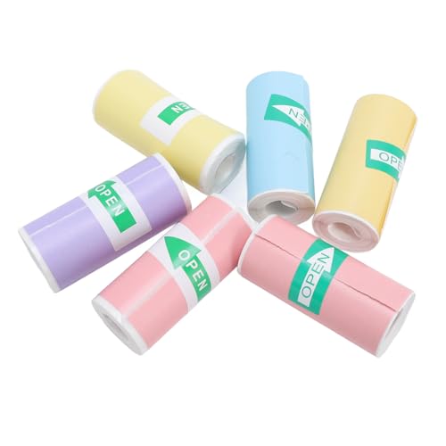 6 Roll Thermal Druckpapier Multi -Farbe 57x25mm Glatt Selbstklebbar Thermisch -tintenloser Druckerpapier für Fotonotizbezeichnung von JTLB