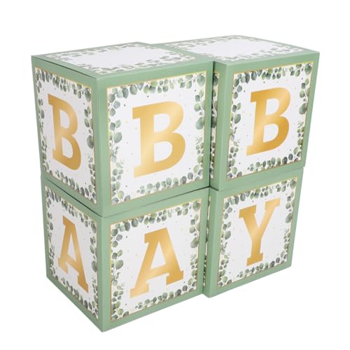 Baby Briefballonbox – perfekt für Hochzeiten, Geburtstage und Partydekorationen – langlebige Papierballonbox (Grüne Blattbronze) von JTLB