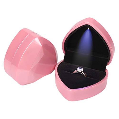 JTLB Herz-Ringbox, Herzförmige Ringbox mit LED-Licht-Display, Aufbewahrung, Schmuckschatulle, Ringtasche, Geburtstagsgeschenk (Rosa) von JTLB
