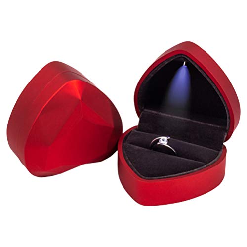 JTLB Herz-Ringbox, Herzförmige Ringbox mit LED-Licht-Display, Aufbewahrung, Schmuckschatulle, Ringtasche, Geburtstagsgeschenk (Rot) von JTLB