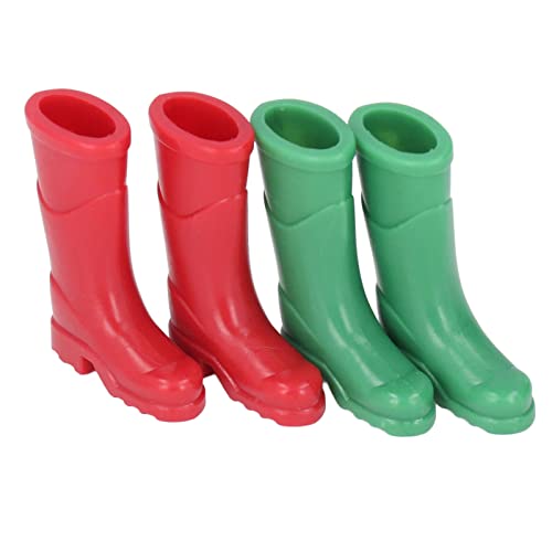 JTLB Mini-Regenstiefel, Puppenhaus, Puppen-Regenstiefel, Miniaturen, Kleine Gartenszene, Zubehör, Schuhmodell, Rot, Grün, für 1:12 Puppenhaus von JTLB