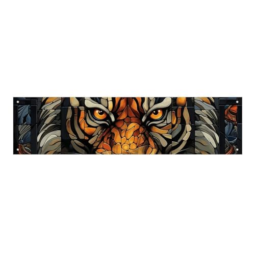 Große Banner, personalisierbar, mehrere Tigerkopf-Bilder, Partyschilder, 300D-Polyester, für drinnen und draußen, blanko, Banner mit vier runden Metalllöchern, Banner für Party-Dekoration von JTMVNKG