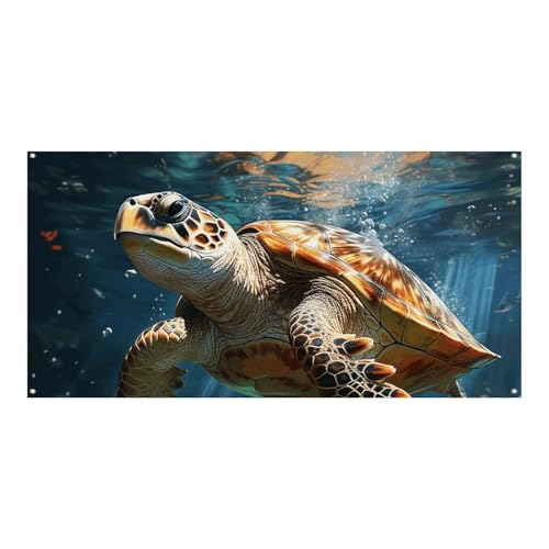 Große Banner, personalisierbares Banner, Schildkröte, Schwimmparty, Schilder, 300D-Polyester, für drinnen und draußen, blanko, Banner mit vier runden Metalllöchern, Banner für Party-Dekoration von JTMVNKG