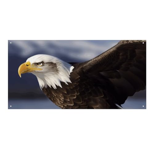 Große Banner, personalisiertes Banner, Tiere, Weißkopfseeadler, Partyschilder, 300D-Polyester, für drinnen und draußen, blanko, Banner mit vier runden Metalllöchern, Banner für Party-Dekoration von JTMVNKG