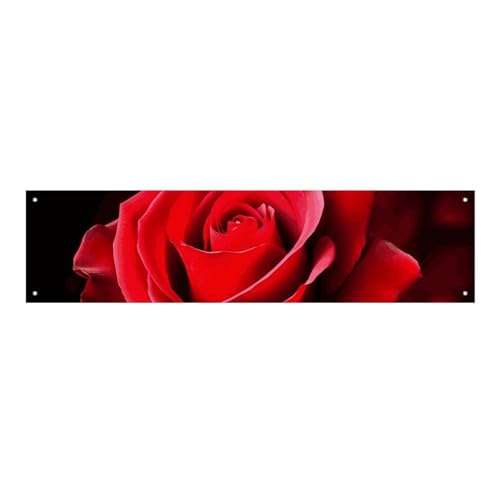 Große Banner, personalisiertes Banner mit Rosenblüte, Partyschilder, 300D-Polyester, für drinnen und draußen, blanko, Banner mit vier runden Metalllöchern, Banner für Party-Dekoration von JTMVNKG