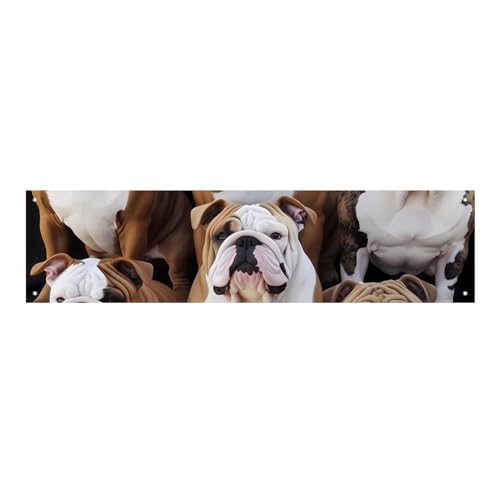 Große Banner, personalisiertes Banner mit englischen Bulldoggen, Partyschilder, 300D-Polyester, für drinnen und draußen, blanko, Banner mit vier runden Metalllöchern, Banner für Party-Dekoration von JTMVNKG