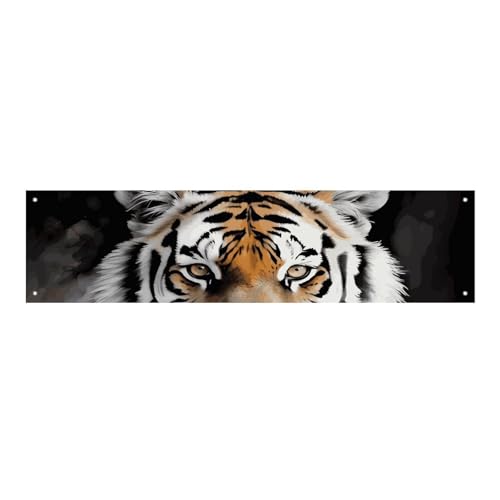 Großes Banner, personalisiertes Banner, Tiger-Party-Schilder, 300D-Polyester, für drinnen und draußen, blanko, Banner mit vier runden Metalllöchern, Banner für Party-Dekoration von JTMVNKG