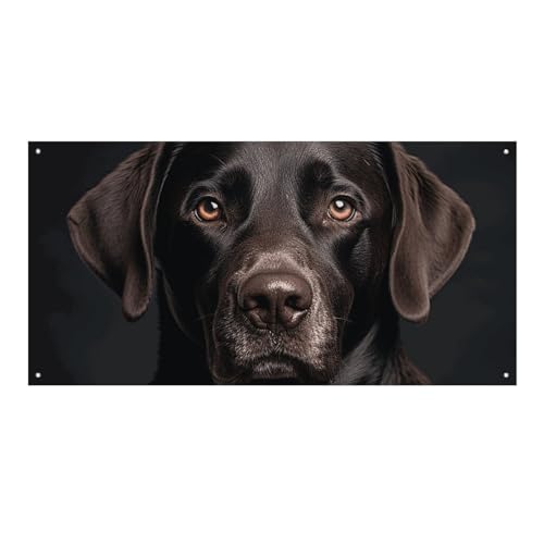 Großes Banner, personalisiertes Banner, schwarzes Labor, Hund, Partyschild, 300D-Polyester, für drinnen und draußen, blanko, Banner mit vier runden Metalllöchern, Banner für Party-Dekoration von JTMVNKG