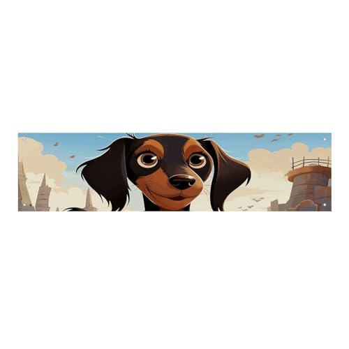 Großes Banner, personalisiertes Banner mit Aufschrift "I Love My Dog Dachshunds", Partyschild, 300D-Polyester, für drinnen und draußen, blanko, Banner mit vier runden Metalllöchern, Banner für von JTMVNKG