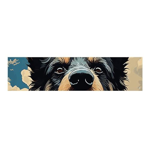 Großes Banner, personalisiertes Banner mit schwimmendem Hund, Partyschilder, 300D-Polyester, für drinnen und draußen, blanko, Banner mit vier runden Metalllöchern, Banner für Party-Dekoration von JTMVNKG