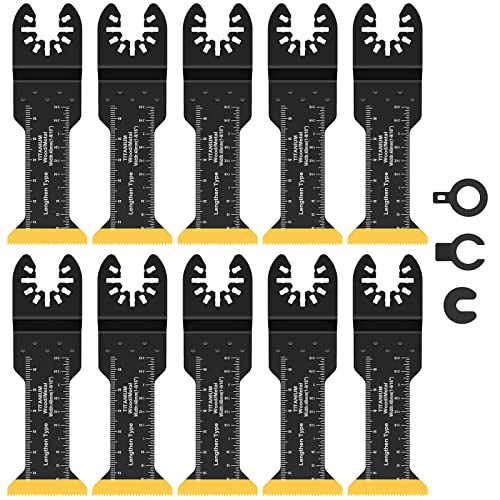JTNero 10 TLG Oszillierende Sägeblätter Titanbeschichtete Multitool Klingen Scharfe Verschleißfeste Oszillierende Klingen zum Schneiden von Metall Kunststoff Holz Schrauben von JTNero