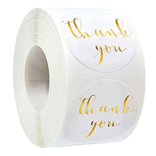 500pcs Rund Danke Aufkleber Gold Folie Seal Labels Hochzeit Umschlag Handgefertigter Briefpapieraufkleber von JTQYFI