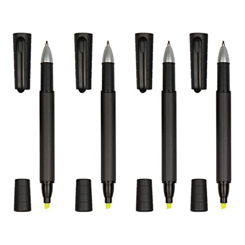 JTQYFI Tragbarer 2-in-1-Marker Stift Fluoreszierender Gelbe Meißel Tip Schwarzer Nib Highlighter Gel Stift 2-in-1-Schülerauswahl von JTQYFI