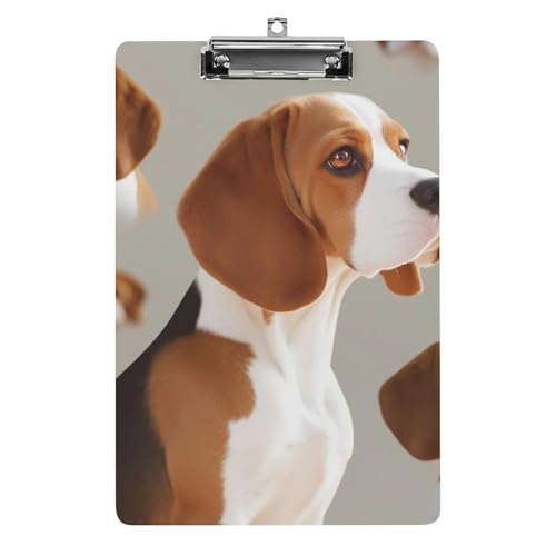 Acryl-Klemmbrett 32,5 x 21,6 cm, Beagle Doggy bedruckt, A4-Klemmbrett in Briefgröße, Kunststoff-Klemmbrett mit niedrigem Profil-Clip für Krankenschwestern, Lehrer, Büro- und Schulbedarf von JTREHY