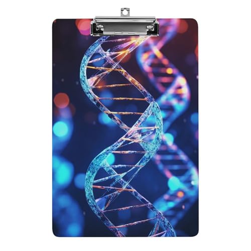 Acryl-Klemmbrett 32,5 x 21,6 cm, DNA Genetic Helix gedruckt, A4 Briefgröße, Kunststoff-Klemmbrett mit flachem Profil-Clip für Krankenschwestern, Lehrer, Büro- und Schulbedarf von JTREHY