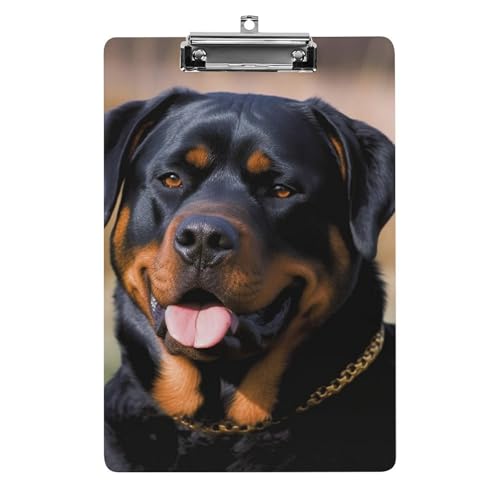 Acryl-Klemmbrett 32,5 x 21,6 cm, Rottweiler-Hund, bedruckt, A4, Briefgröße, Kunststoff-Klemmbrett mit niedrigem Profil-Clip für Krankenschwestern, Lehrer, Büro- und Schulbedarf von JTREHY