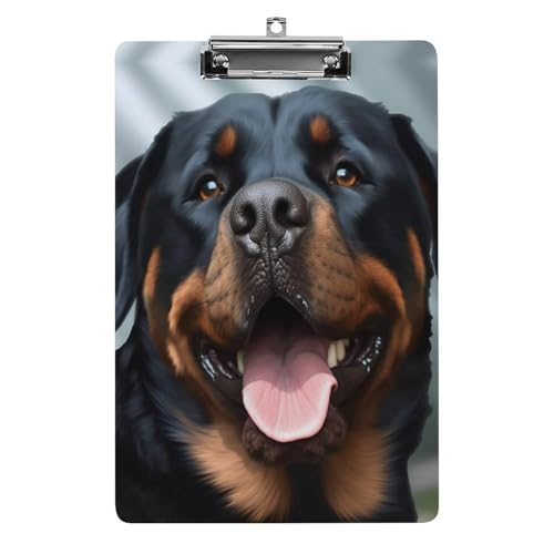 Acryl-Klemmbrett 32,5 x 21,6 cm, Rottweiler Hunde Zungenkopf bedruckt A4 Briefgröße Klemmbrett Kunststoff Klemmbrett mit niedrigem Profil Clip für Krankenschwester, Lehrer, Büro und Schulbedarf von JTREHY