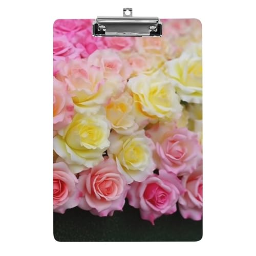 Acryl-Klemmbrett 32,5 x 21,6 cm, Sweety Rose bedrucktes A4-Klemmbrett in Briefgröße, Kunststoff-Klemmbrett mit niedrigem Profil-Clip für Krankenschwestern, Lehrer, Büro- und Schulbedarf von JTREHY