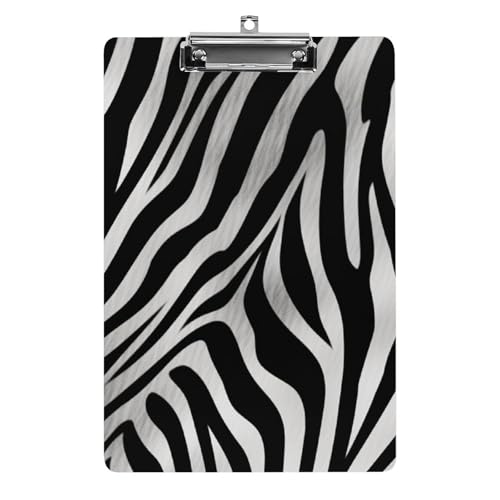 Acryl-Klemmbrett 32,5 x 21,6 cm, Zebra-Druck, A4-Klemmbrett, Kunststoff-Klemmbrett mit niedrigem Profil-Clip für Krankenschwestern, Lehrer, Büro- und Schulbedarf von JTREHY