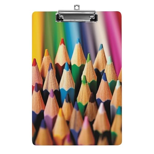 Acryl-Klemmbrett 32,5 x 21,6 cm, buntes Pinsel-bedrucktes A4-Klemmbrett in Briefgröße, Kunststoff-Klemmbrett mit flachem Profil-Clip für Krankenschwestern, Lehrer, Büro- und Schulbedarf von JTREHY