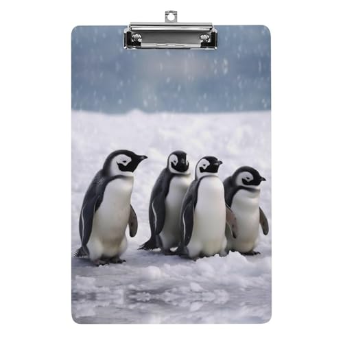 Acryl-Klemmbrett 32,5 x 21,6 cm, junge Pinguine mit Schnee, A4-Klemmbrett in Briefgröße, Kunststoff-Klemmbrett mit niedrigem Profil-Clip für Krankenschwestern, Lehrer, Büro- und Schulbedarf von JTREHY