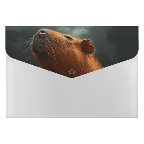 Capybara Wasserdichte Orgelmappe mit geschlossenen Augen, bedruckt, tragbar, große Kapazität, faltbare Dokumententaschen für Arbeit, Schule, Zuhause, Büro und Reisen von JTREHY