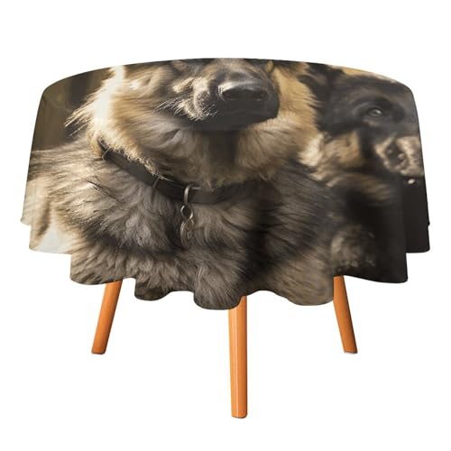 JTREHY Runde Tischdecke, Deutscher Schäferhund, bedruckt, Polyester, waschbar, Tischdecken für den Außenbereich, für Esszimmer, Küche, Hochzeit, Partys usw von JTREHY