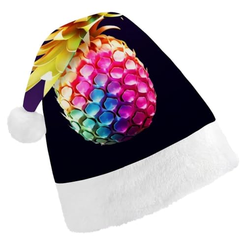 JTREHY Weihnachtsmütze, bunte Ananas-Druck, Neujahrsdekoration, Hüte, Erwachsene, Männer, Frauen, Weihnachtsmützen für Weihnachten, Neujahr, Party, Kopfbedeckung von JTREHY