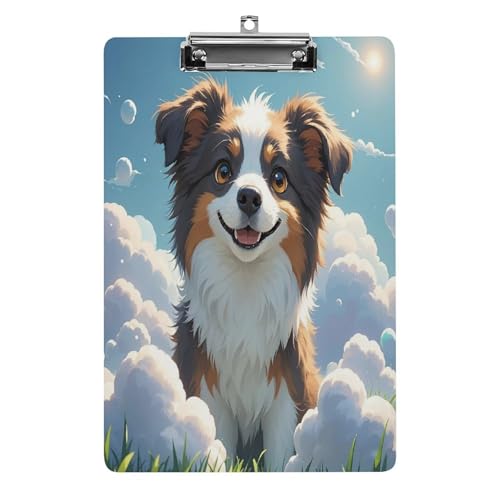 Klemmbretter im A4-Format in Briefgröße, Hund in den Wolken, Acryl-Klemmbretter mit niedrigem Profil-Clip für Männer und Frauen von JTREWBV