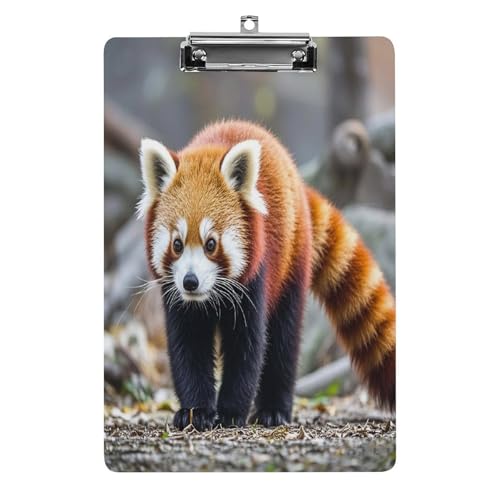 Klemmbretter im A4-Format in Briefgröße, kleiner roter Panda, Tierdruck, Acryl-Klemmbrett mit niedrigem Profil-Clip für Damen und Herren von JTREWBV