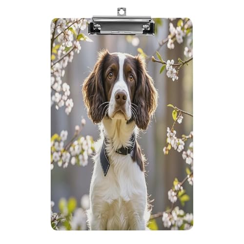 Klemmbretter im A4-Format in Briefgröße, niedlicher Springer-Spaniel-Druck, Acryl-Klemmbretter mit niedrigem Profil-Clip für Männer und Frauen von JTREWBV