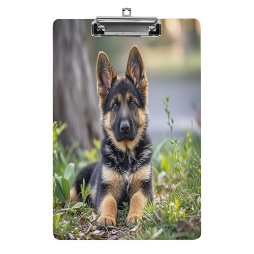 Klemmbretter im A4-Format in Briefgröße, schwarzer Schäferhund, Acryl-Klemmbretter mit niedrigem Profil-Clip für Männer und Frauen von JTREWBV