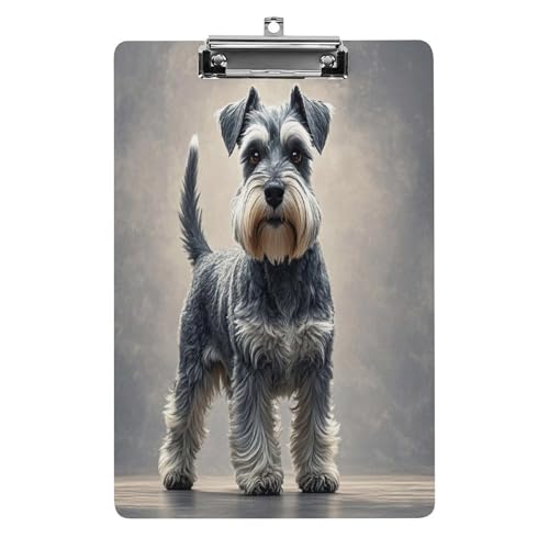 Klemmbretter im A4-Format mit Schnauzer-Druck, Acryl-Klemmbretter, Acryl-Klemmbrett mit niedrigem Profil-Clip für Damen und Herren von JTREWBV