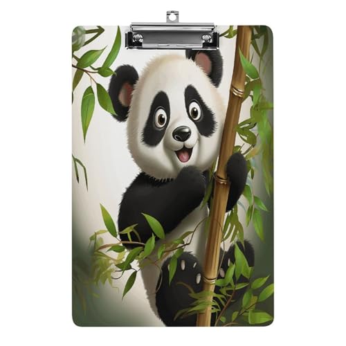 Klemmbretter im A4-Format mit niedlichem Panda-Druck, Acryl-Klemmbrett mit niedrigem Profil, für Damen und Herren von JTREWBV