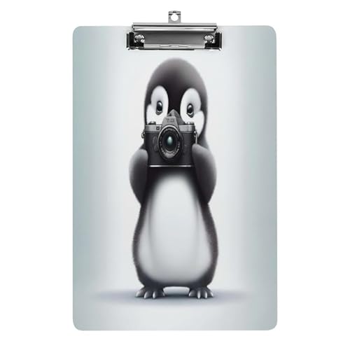 Klemmbretter im A4-Format mit niedlichem Pinguin-Druck, Acryl-Klemmbretter, Acryl-Klemmbrett mit niedrigem Profil-Clip für Männer und Frauen von JTREWBV