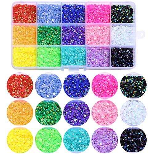 Strass Nagel Art 15 Farben Strass Nail Art Kristall Strass Nagel Nail Art Diamant Dekoration Glänzend Bunte Kristall in Box für DIY Handwerk Nail Body Make-up Dekoration – 3 mm von JTWEB