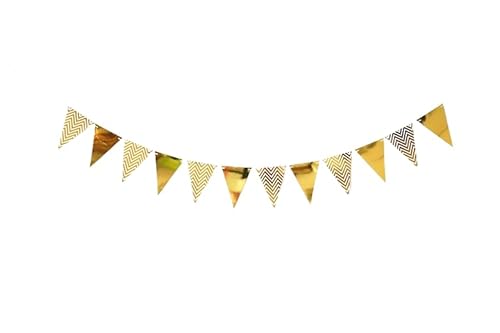 JTZYM 1–6 Set Wimpelkette, 18 x 13 cm, goldfarben, leicht, langlebig, mehrfarbig, wiederverwendbar, Wimpelkette für Geburtstag, Hochzeit, Festival von JTZYM