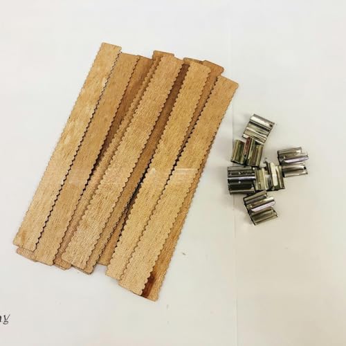 JTZYM 130 x 13 mm, 100 Sets, wellenförmige große Holzdochte zur Kerzenherstellung, mit Metalldochthalter, rauchfreie Soja-Kerzendochte, knisternde Holzdochte von JTZYM