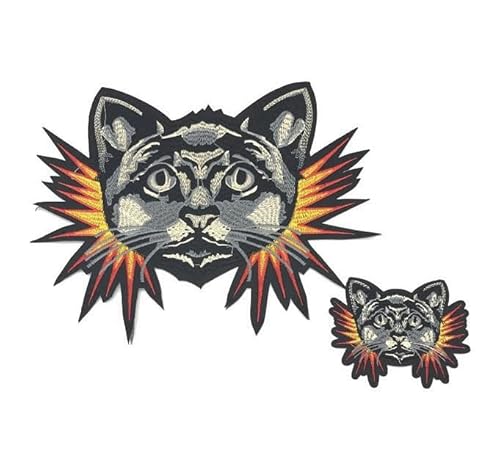 JTZYM 28/10 cm, 4 Paar, Stickerei-Aufnäher mit Katzenfeuer-Motiv, zum Aufbügeln, Applikationen für Kleidung, Jacken, Jeans, Stickerei-Aufnäher, klein von JTZYM