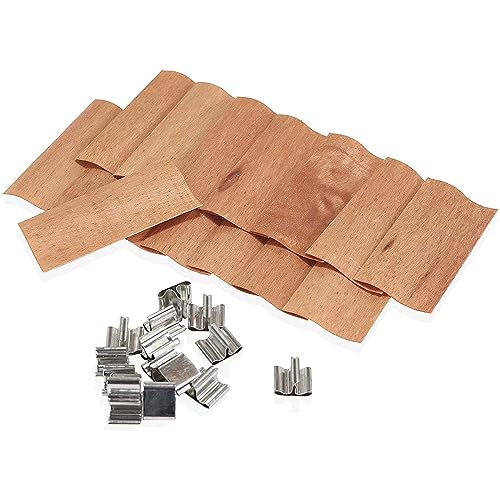 JTZYM Set mit 6 Stück 120/100 mm großen, S-förmigen, hohlen Dreiecks-Design, natürliche Holz-Kerzendochte für Sojaherstellung, Kerzen-Bastelset mit Metallständer von JTZYM